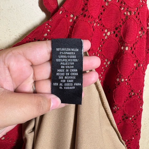 Ronni Nicole Red Lace Overlay Dress 16W - Picture 6 of 7